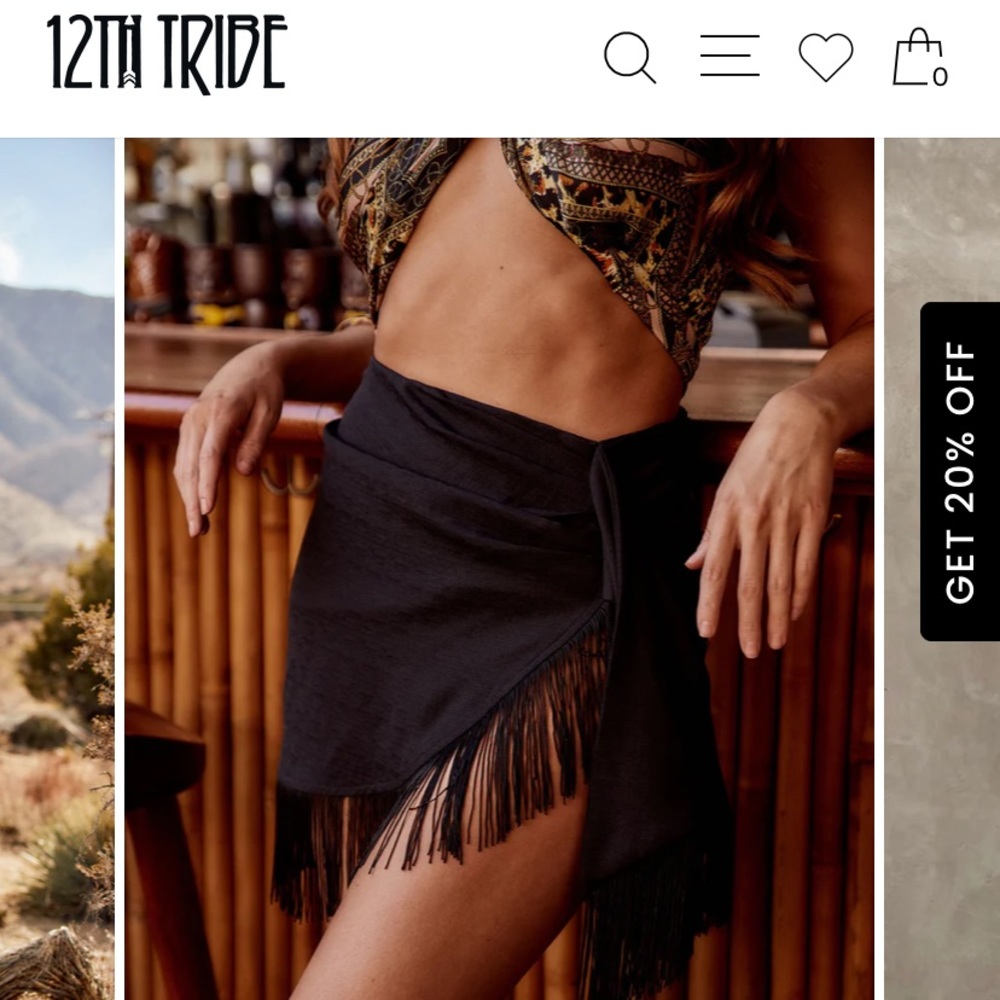 NWT Black fringe mini skirt